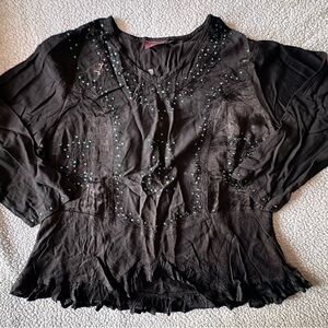 Elegant Black Embellished Blouse
